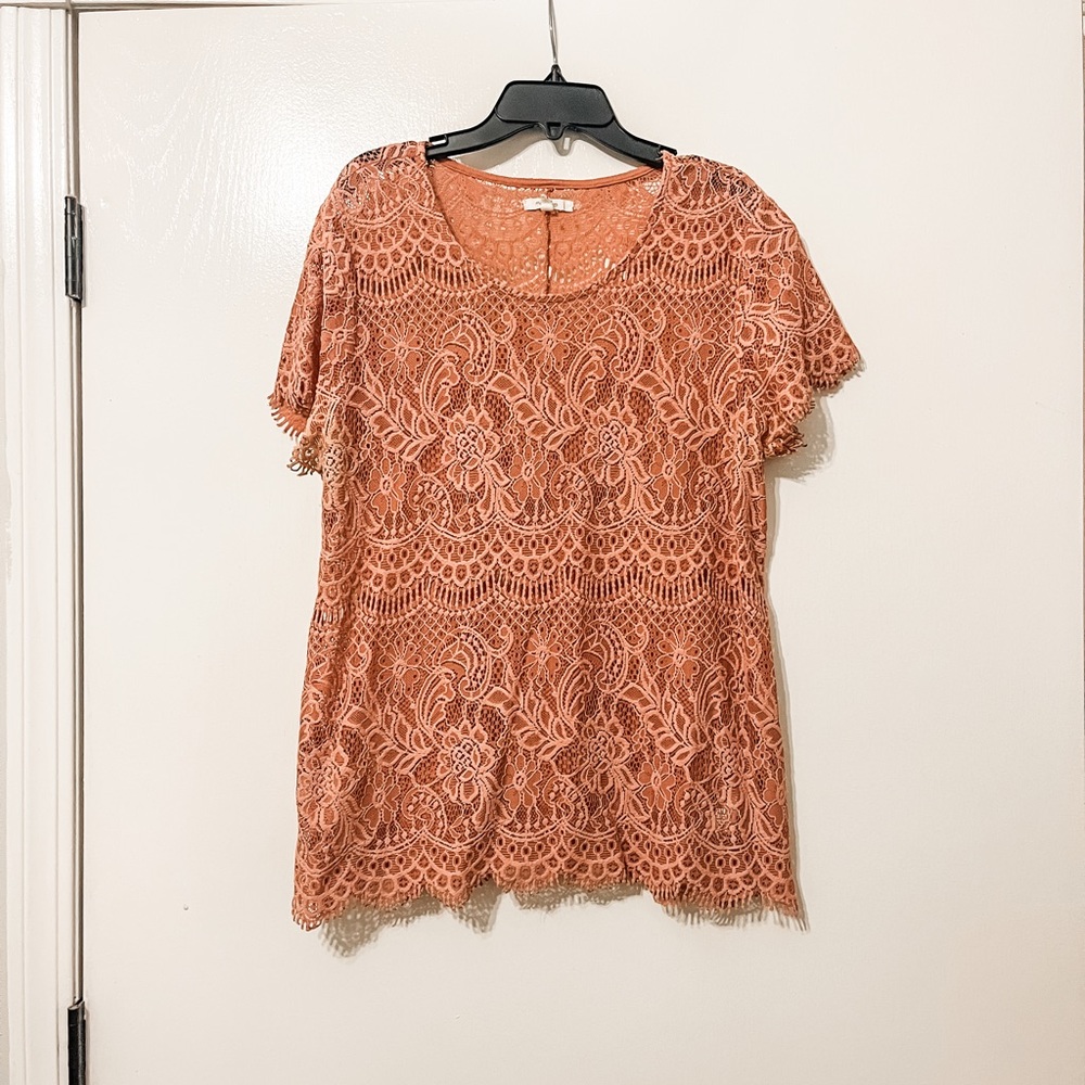 Maurice’s slit back peach lace top
